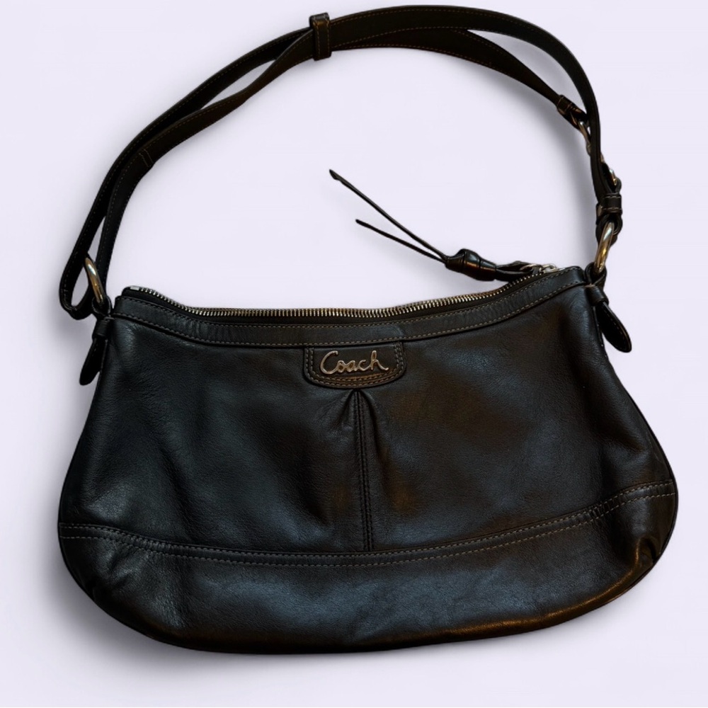 SOLD Coach Dark Leather Shoulder Bag